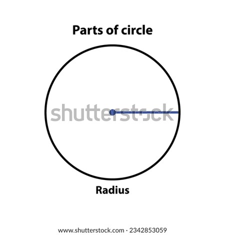 Part of circle Radius. highlight in blue color line. vector illustration on white background.