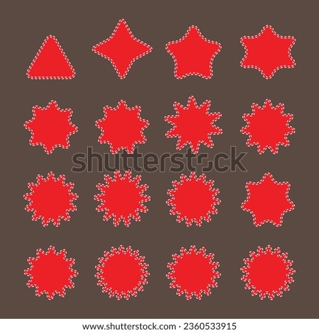 Vector basic shape Red color filled collection for your design. Polygonal elements with curve edges. retro stars. design sticker label elements Flat vector design elements.