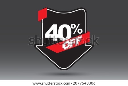 40 percent off of black friday on a black arrow red ribbon and grey background