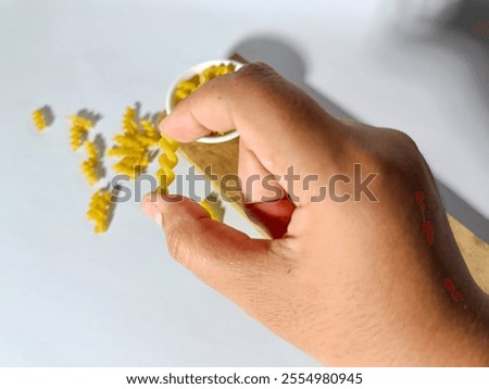 Similar – Image, Stock Photo Spiral dried pasta in three different color