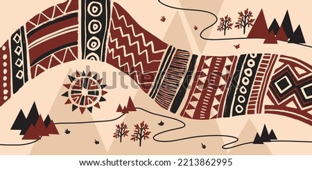 Taiwan aborigines ethnic elements style, landscape vector illustration concept background, poster, banner