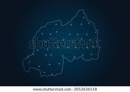 rwanda map , Abstract mash line and point scales on dark background for your web site design map logo, app, ui,Travel. Vector illustration eps 10.