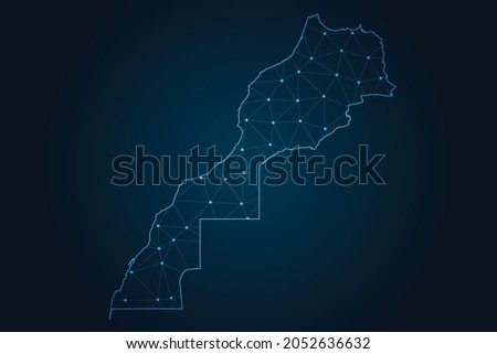 morocco map , Abstract mash line and point scales on dark background for your web site design map logo, app, ui,Travel. Vector illustration eps 10.