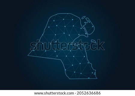 kuwait map , Abstract mash line and point scales on dark background for your web site design map logo, app, ui,Travel. Vector illustration eps 10.