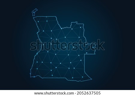 angola map ,Abstract mash line and point scales on dark background for your web site design map logo, app, ui,Travel. Vector illustration eps 10.