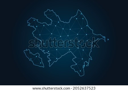 azerbaijan map ,Abstract mash line and point scales on dark background for your web site design map logo, app, ui,Travel. Vector illustration eps 10.