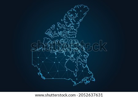 canada map ,Abstract mash line and point scales on dark background for your web site design map logo, app, ui,Travel. Vector illustration eps 10.