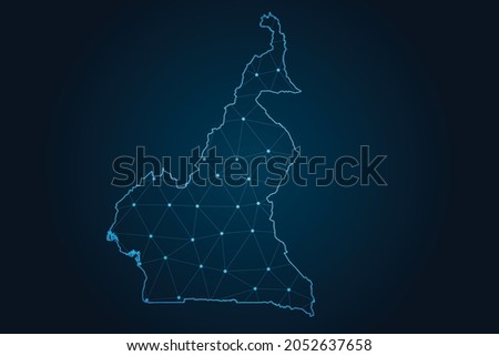 cameroon map ,Abstract mash line and point scales on dark background for your web site design map logo, app, ui,Travel. Vector illustration eps 10.