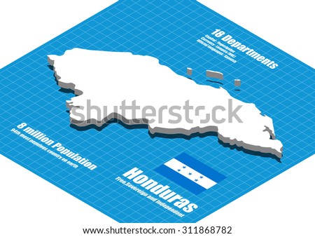 Honduras map vector three dimensional