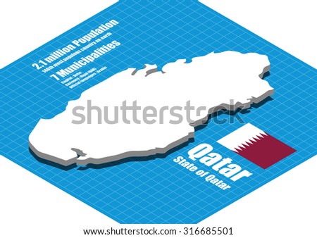 Qatar map vector three dimensional