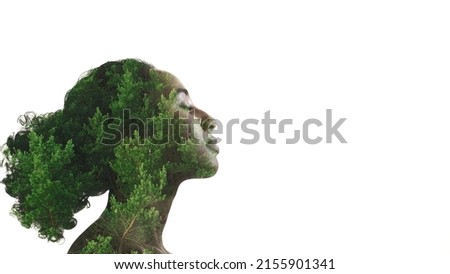 Similar – Image, Stock Photo Double exposure of woman and fall