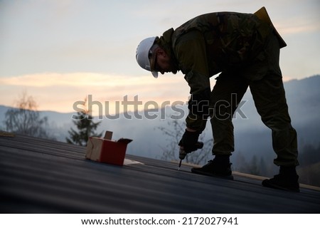 Similar – Image, Stock Photo Corrugated roof panels