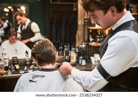 Similar – Image, Stock Photo Fancy man reflecting in mirror on ground