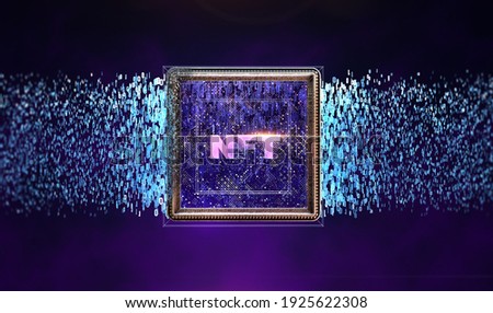 NFT non fungible tokenscrypto art on colorful abstract background. Pay for unique collectibles in games or art. 3d render of NFT crypto art collectibles concept illustration