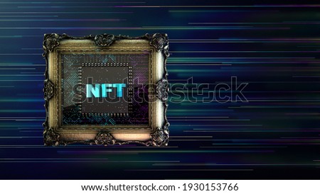 NFT non fungible tokenscrypto art on colorful abstract background. Pay for unique collectibles in games or art. 3d render NFT crypto art collectibles concept