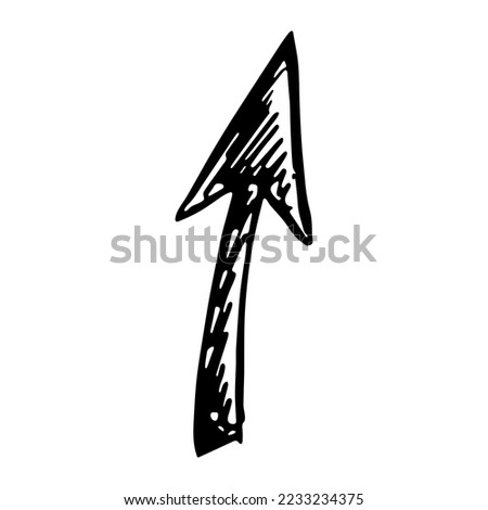 Hand drawn ink arrow illustration in sketch style. Business doodle clipart. Single element for design Foto stock © 