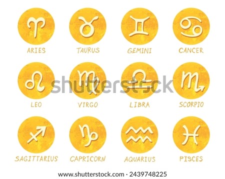 Hand drawn zodiac signs in round frames Esoteric doodle set Astrology clipart Elements for design