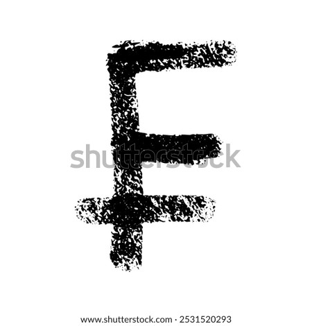 Hand drawn swiss franc currency symbol. Brush stroke doodle. Single element for design