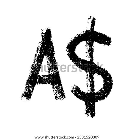 Hand drawn canadian dollar currency symbol. Brush stroke doodle. Single element for design