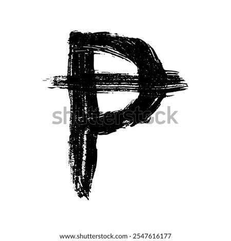 Hand drawn peseta currency symbol. Brush stroke doodle. Single element for design