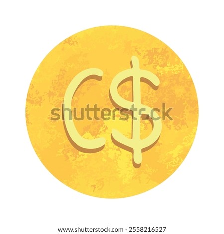 Hand drawn canadian dollar Gold currency symbol Brush stroke doodle Single element for design