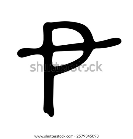 Hand drawn peseta currency symbol. Brush stroke doodle. Single element for design