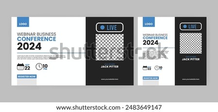 Live Marketing Strategies webinar invitation banner and social media post design. Business conference webinar invitation template. EPS vector illustration