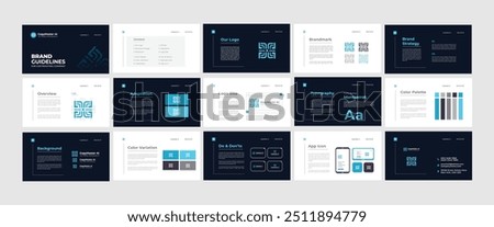 Brand Guidelines Poster Layout Set. Minimal Brand Guideline Template. Brand Identity presentation design. Vector illustration.