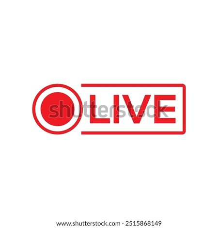 Live Stream red symbol, website online video live stream icon. Button of Live Streaming video, modern Live broadcast logo vector illustration.