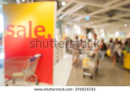Blurred Background Image of Hot Sale in the Shopping Mall