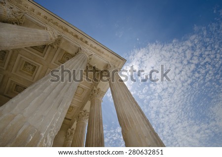 Rising tall stone columns - concept for Law and Justice.  Symbols of integrity, stability, and trust