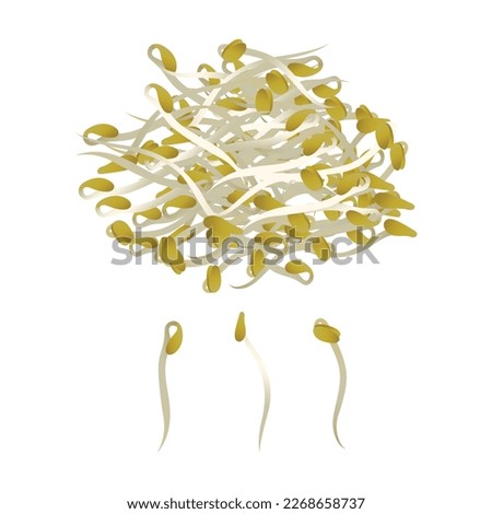 Bean sprouts vegetable vector isolated illustration. long mung bean sprouts isolated. soybean sprouts in flat simple cartoon style illustration art design