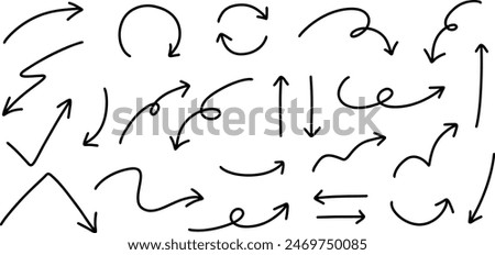 Set of Hand drawn vector arrows doodle on white background. design element vector illustration