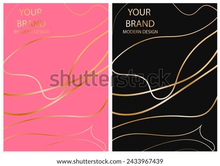 Modern cover design set. Premium vintage geometric pattern with texture. Luxury vector in two colors with gold color elements for invitation template, restaurant menu, etc. Template.