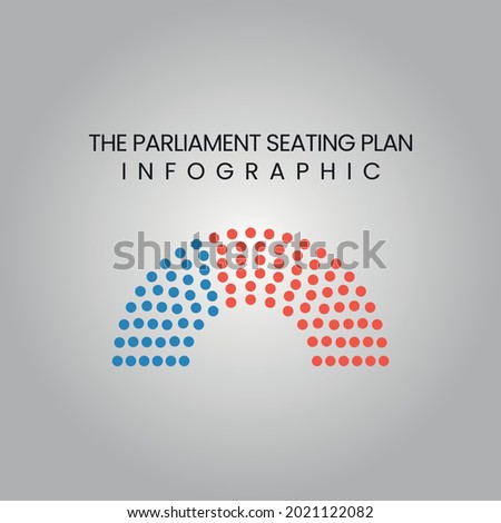 The Parliament. Editable results and seats. Seating Plan. Infographic.