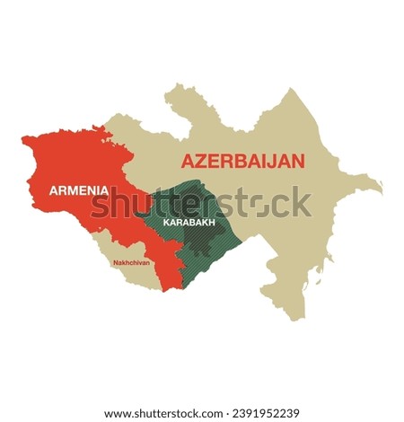 nagorno-karabakh map, armenia vs azerbaijan, vector illustration