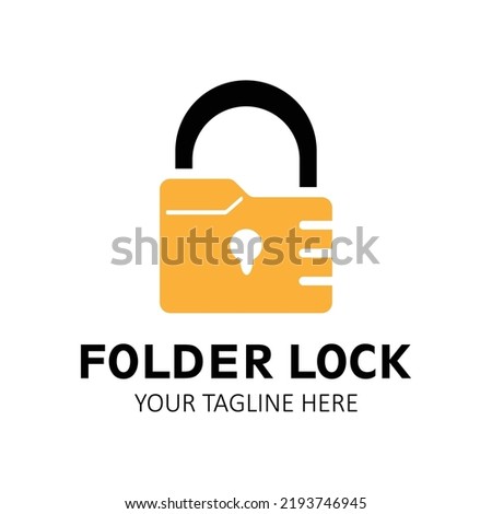 Folder and lock logo template. Secure folder vector design. Data security logotype