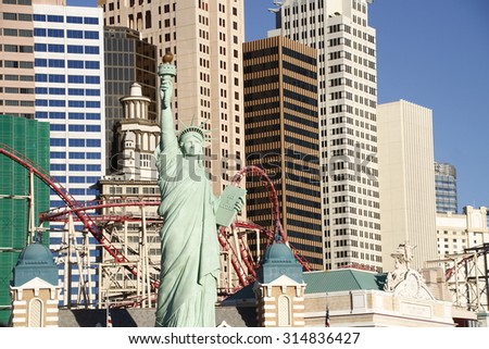 LAS VEGAS, NEVADA - Oct 28, 2014. Las Vegas NYNY CASINO AND HOTEL at Morning