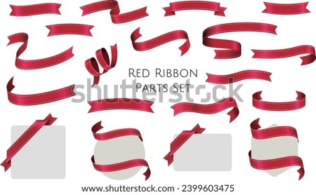 Red ribbon and label parts set