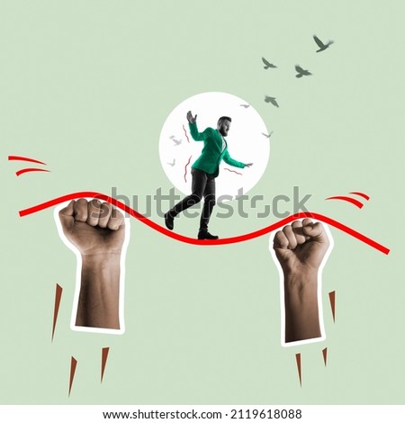 Similar – Image, Stock Photo Walking a tightrope