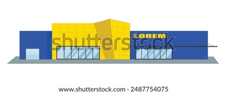 icon logo sign building art design vector urban city 3d template front view buy blue yellow isolated store shop