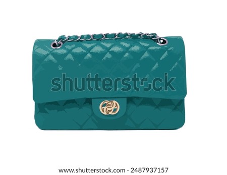 color icon logo sign symbol art buy hand bag box blue green coco model woman lady female kit hold handle fancy gift wear vector coco detail model trend style Italy Paris carry cloth buy case Fendi