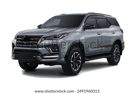 Luxury premium realistic suv mpv cross coupe sport colour grey elegant new 3d 4wd 4x4 car urban vrz trd gr power style model work art model vector isolated fast body auto rush road land
