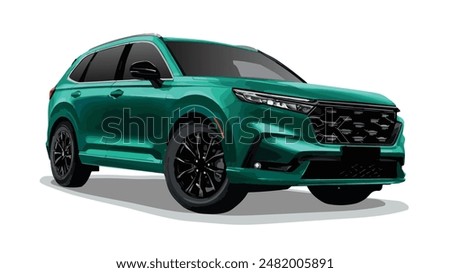 green Suv mpv v 4x4 family japan car coupe sport colour grey elegant new 3d urban electric HRV CRV class power style model lifestyle business work modern art design vector template isolated 