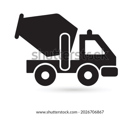 Concrete mixer icon, vector isolated simple mixer truck symbol.