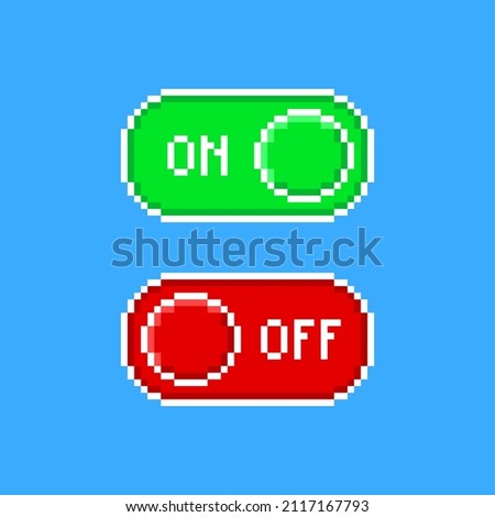 On and off button in pixel art style