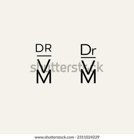 Monogram logo, Initial letters D and V or Dr Vim black color on beige background