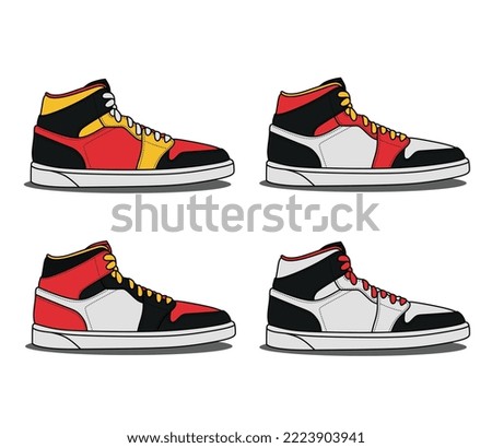 Sneakers shoes set. Isolated man sneakers shoes with shoelaces icon collection. Sport footwear fashion design vector illustration