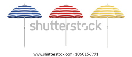 Beach umbrella set. Striped design. Isolated for all backgrounds.