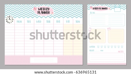 Weekly and daily planner set. Vector design. 